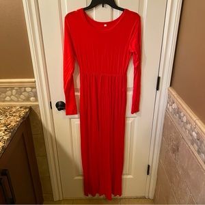 Long Sleeve Red Maxi Dress